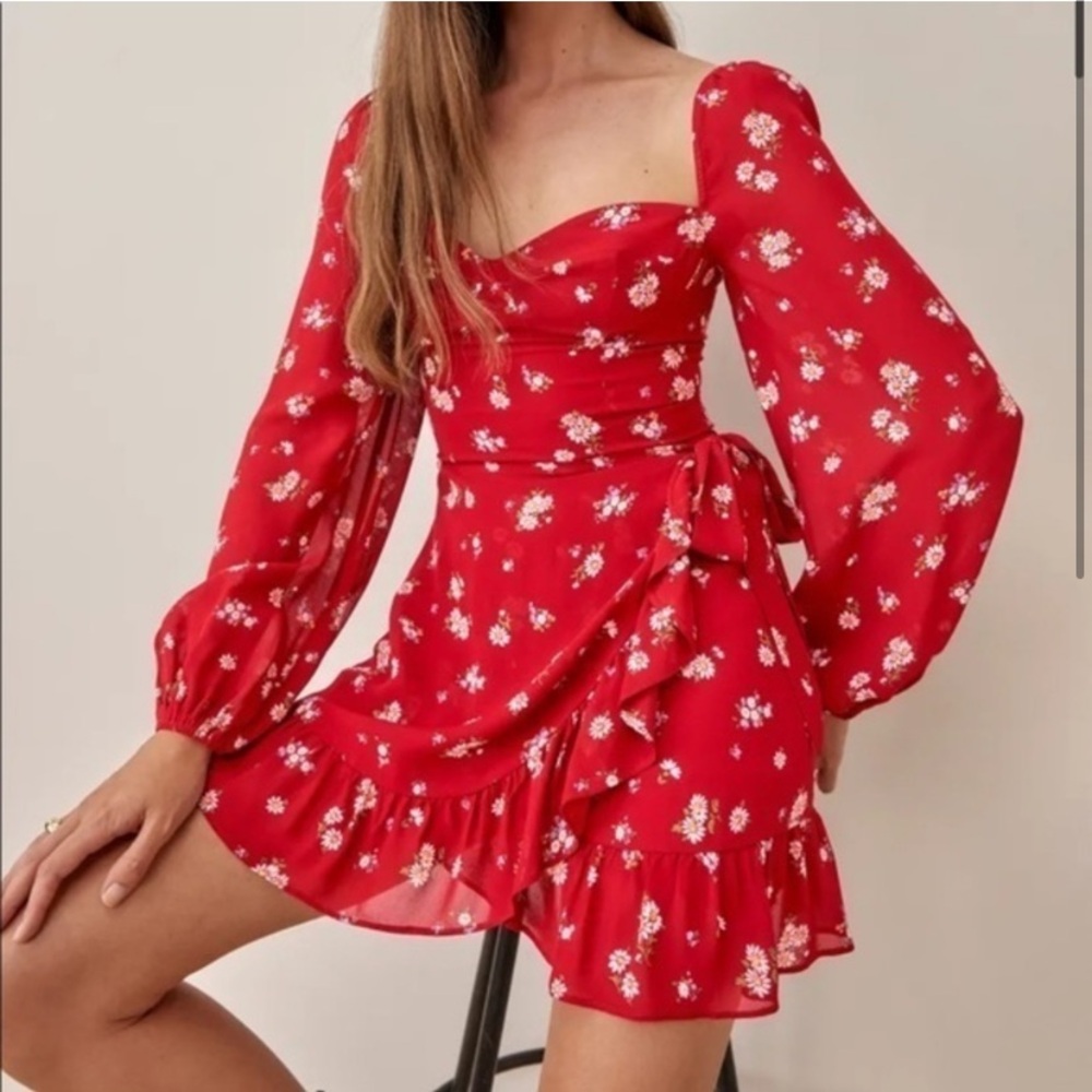 Reformation cammi cassia red floral dress